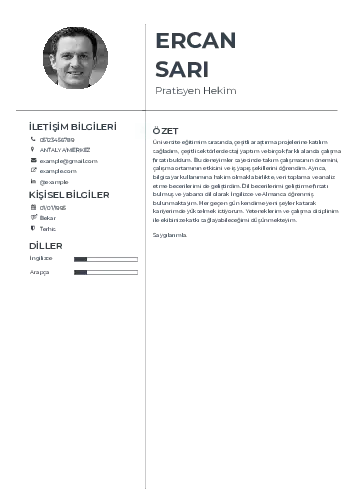 Pratisyen Hekim Cv Örnekleri cv indir